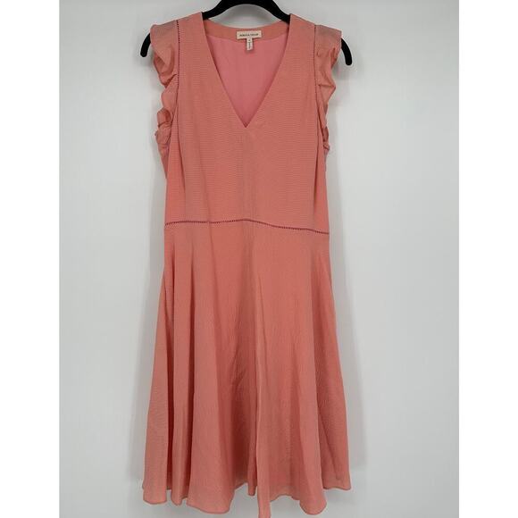 Rebecca Taylor Silk Flutter A-Line Dress Size 4 peach - Picture 4 of 11